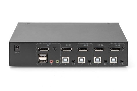 DIGITUS KVM-switch, 4x1 DP, DP Out,USB 4 x DP + 4x USB +4 Speaker + 4 Micro