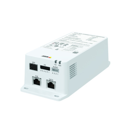 Axis Axis TU8003 - Stroomtoevoer - connectiviteit midspan - 100-240 Volt wisselstroom V - 90 Watt - Ethernet 10/100/1000 - 1.8 m kabel - Europa - wit, NCS S 1002-B - TAA Compliant - voor Axis C1110-E