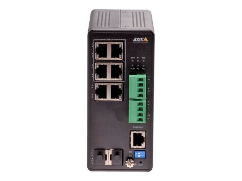 Axis T8504-R - Switch - Beheerd - 4 x 10/100/1000 (PoE+) + 2 x combo Gigabit Ethernet/Gigabit SFP - desktop, rack-uitvoering - PoE++ (240 W) - Gelijkstroom - voor AXIS A1610, C1410, D3110, M3215, P1385, Q3538, W400, Camera Station S1216, S1232, S1296