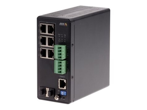 Axis T8504-R - Switch - Beheerd - 4 x 10/100/1000 (PoE+) + 2 x combo Gigabit Ethernet/Gigabit SFP - desktop, rack-uitvoering - PoE++ (240 W) - Gelijkstroom - voor AXIS A1610, C1410, D3110, M3215, P1385, Q3538, W400, Camera Station S1216, S1232, S1296