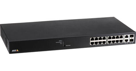 Axis T8516 - Switch - Beheerd - 16 x 10/100/1000 (PoE+) + 2 x 10/100/1000/SFP - desktop, rack-uitvoering - PoE+ (240 W) - voor AXIS A1610, C1410, D3110, M3067, P1385, P1455, W400, Camera Station S1216, S1232, S1296