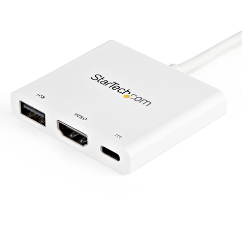 STARTECH USB-C to HDMI Adapter - White - 4K 30Hz - Thunderbolt 3 Compatible - with Power Delivery (USB PD)
