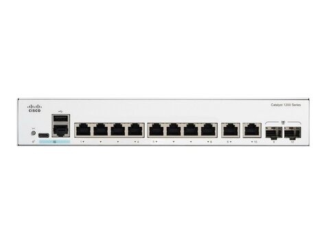 Cisco Cisco Catalyst 1200-8T-E-2G - Switch - Gigabit Ethernet - L3 - intelligent - 8 x 10/100/1000 + 2 x combinatie Gigabit SFP/RJ-45 - desktop, rack-uitvoering