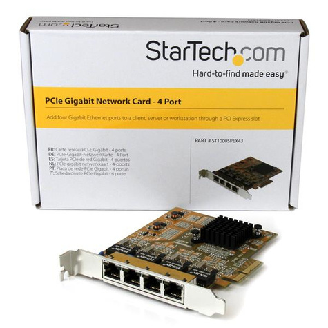 STARTECH 4-Poort PCI Express gigabit netwerk adapter kaart - Quad Port PCIe Gigabit NIC - Netwerkadapter - PCIe - Gigabit Ethernet x 4 - geel