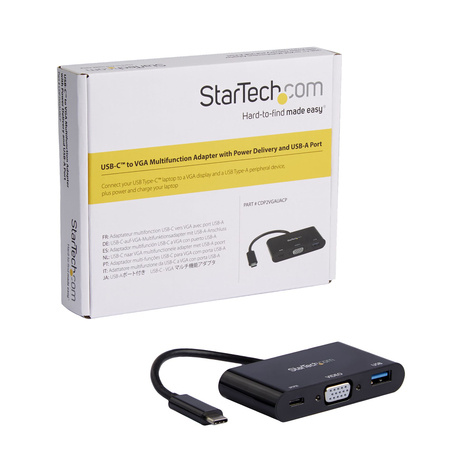 STARTECH USB-C naar VGA multifunctionele adapter met Power Delivery en USB-A poort - USB Type-C naar VGA