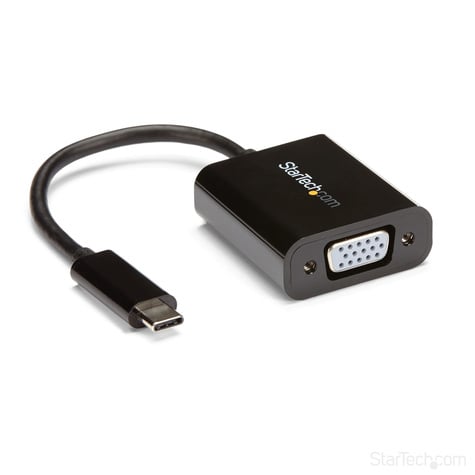 STARTECH USB-C to VGA Adapter - Black - 1080p - Video Converter For Your MacBook Pro - USB C to VGA Display Dongle