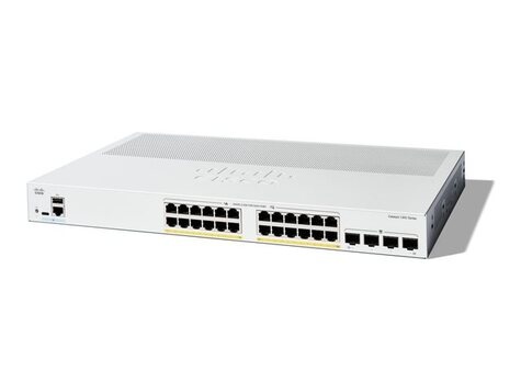 Cisco Catalyst 1200-24P-4G - Switch - L3 - intelligent - 24 x 10/100/1000Base-T + 4 x 10 Gigabit SFP+ - rack-uitvoering - PoE+ (195 W)