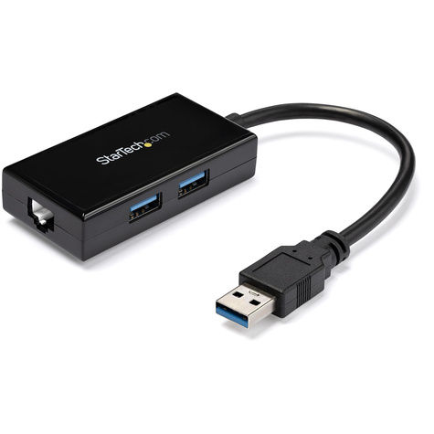 STARTECH USB 3.0 naar Gigabit Netwerk Adapter met ingebouwde 2-Poorts USB Hub - Native Driver Support
