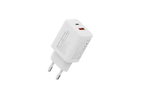DIGITUS USB oplader, 20W 1x USB-C, 1x USB-A, wit