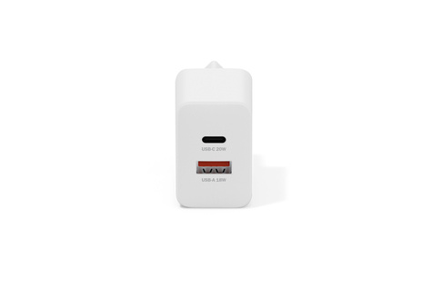 DIGITUS USB oplader, 20W 1x USB-C, 1x USB-A, wit
