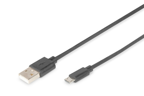DIGITUS DIGITUS USB 2.0 aansluitkabel, type A - micro B St/St, 1,8 m, compatibel met USB 2.0, zwart