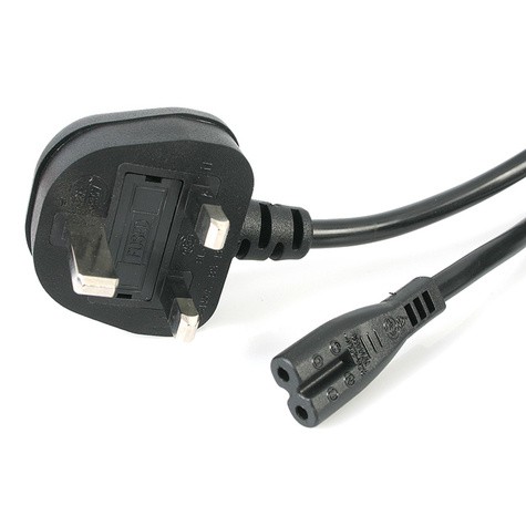 STARTECH 1m UK Computer Stroomkabel, BS 1363 naar C7, 2.5A 250V, 18AWG, Zwart, UK Laptop Vervangkabel