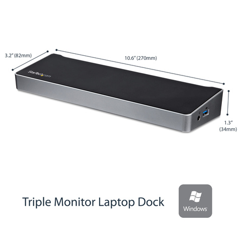 STARTECH Triple monitor docking station voor laptops - Mac  Windows - USB 3.0 dock - USB snellaadpoort