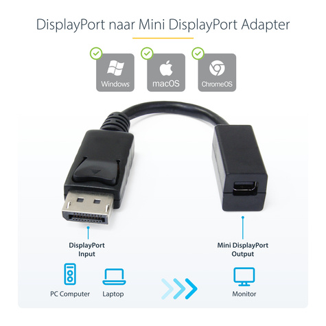 STARTECH 15 cm DisplayPort naar Mini DisplayPort Videokabel Adapter - M/F - DisplayPort-adapter
