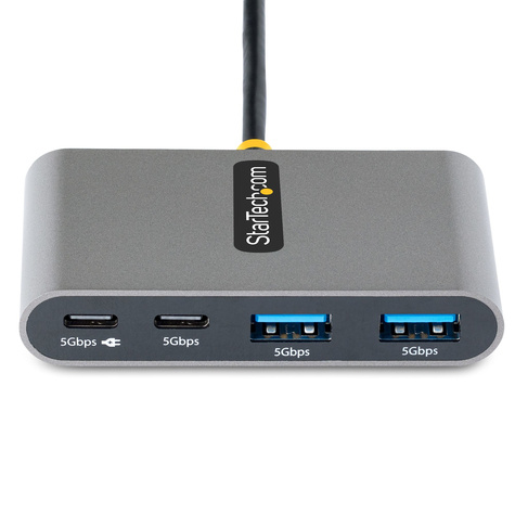 STARTECH 4-Port USB-C Hub with 100W Power Delivery Pass-Through Charging, 2x USB-A + 2x USB-C, 5Gbps