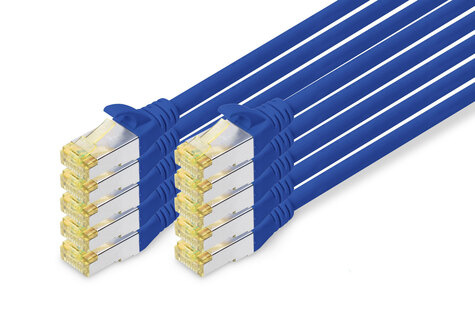DIGITUS CAT 6A S-FTP patchkabel, koper, LSZH AWG 26/7, lengte 2 m, 10 stuks, kleur blauw