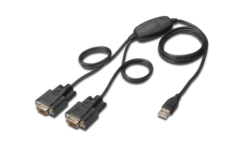 DIGITUS DIGITUS USB naar seriële adapter, RS232 2 x RS232, kabeltype, chipset: FT2232H, 1,5m