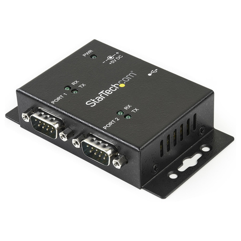 STARTECH STARTECH 2-poort Industriële USB naar Seriële Adapter Hub Wandmontage met DIN-Rail Clips - Seriële adapter - USB 2.0 - RS-232 x 2 - zwart