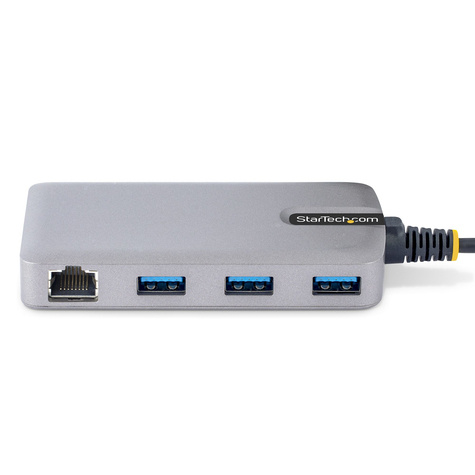 STARTECH 3-Port USB Hub with Ethernet, 3x USB-A Ports, Gigabit Ethernet RJ45, USB 3.0 5Gbps, Bus-Powered