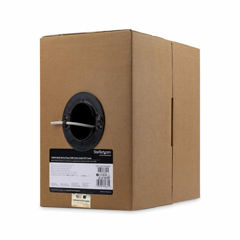 STARTECH 1000 ft Bulk Roll of Gray CMR Cat5e Solid UTP Cable - RJ45 Patch Cable - Cat 5e Patch Cable