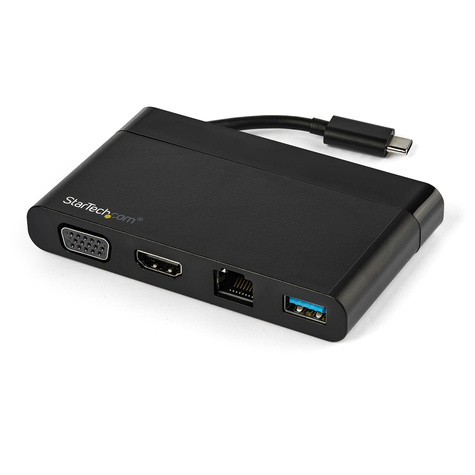 STARTECH USB-C multiport 4-in-1 adapter met HDMI en VGA - 1x USB-A  - 4K -GbE - mobiel docking station
