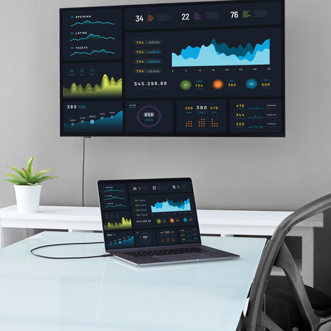 STARTECH 6ft (2m) USB C to VGA Cable, 1920x1200/1080p USB Type C to VGA Video Active Adapter Cable, Thunderbolt 3 Compatible