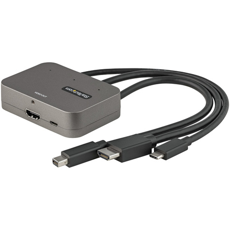STARTECH 3-in-1 Multiport naar HDMI Adapter - 4K 60Hz USB-C, HDMI of Mini DisplayPort naar HDMI Converter