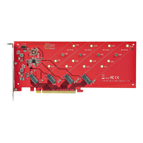 STARTECH Quad M.2 PCIe Adapter Card, x16 Quad NVMe or AHCI M.2 SSD to PCI Express 4.0, Up to 7.8GBps/Drive