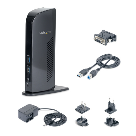 STARTECH Dual monitor USB 3.0 docking station met HDMI - DVI - 6 x USB poorten - Ethernet - audio - includief DVI naar VGA adapter