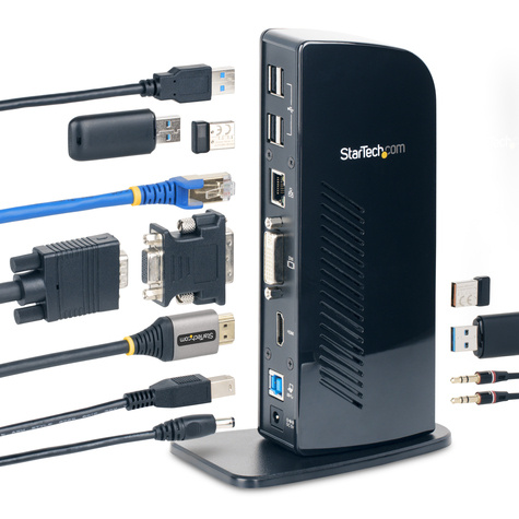 STARTECH Dual monitor USB 3.0 docking station met HDMI - DVI - 6 x USB poorten - Ethernet - audio - includief DVI naar VGA adapter