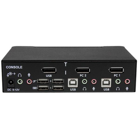 STARTECH 2-poort Professionele USB DisplayPort KVM-Switch met Audio - KVM / audioschakelaar - 2 x KVM / audio - 1 lokale gebruiker