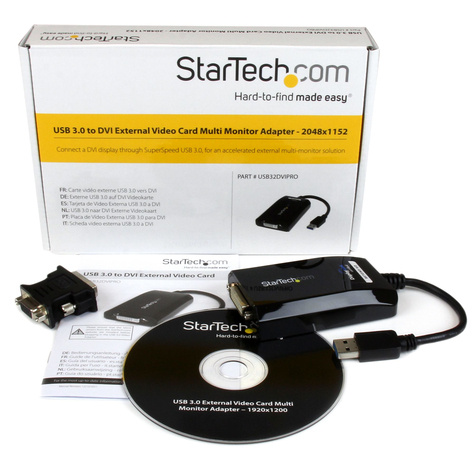 STARTECH USB 3.0 naar DVI / VGA Adapter, 2048x1152, Externe Video  Graphische Kaart, Dual Monitor Display Adapter Kabel