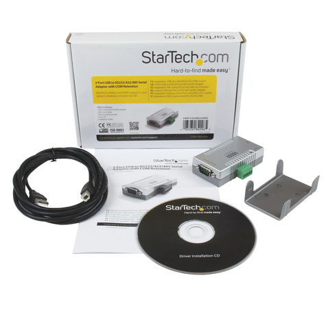 STARTECH 2-poort USB naar RS232 RS422 RS485 Seriële Adapter met COM-behoud - Seriële adapter - USB 2.0 - RS-232, RS-422, RS-485 - 2 poorten - grijs