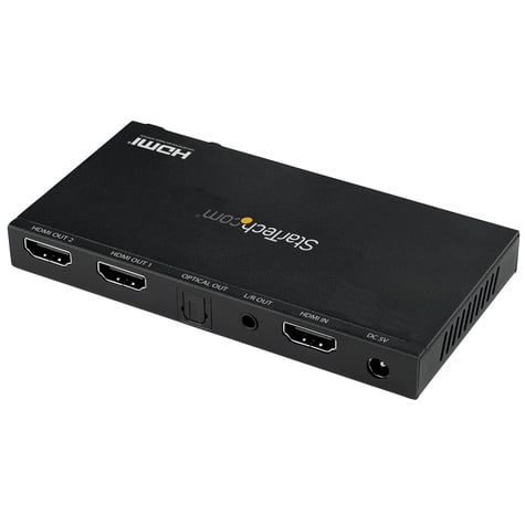 STARTECH 2-Port HDMI Splitter (1x2), 4K 60Hz UHD HDMI 2.0 Audio Video Splitter w/ Scaler  Audio Extractor (3.5mm/SPDIF)