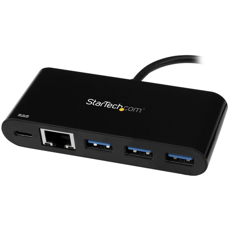 STARTECH USB-C naar Ethernet adapter met 3 poorts USB 3.0 hub en Power Delivery - USB-C GbE network adapter met 3 USB-A poorten