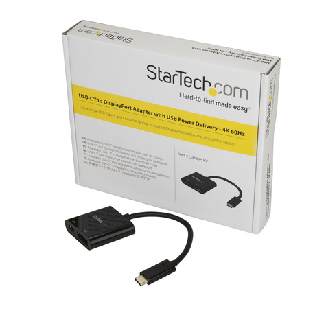 STARTECH USB C to DisplayPort Adapter with Power Delivery, 4K 60Hz HBR2