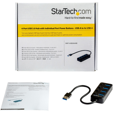 STARTECH 4 poorts USB 3.0 hub - 4x USB-A met Aan/Uit knoppen - Hub - 4 x USB 3.1 Gen 1 - desktop - voor P/N: HB30C4AIB