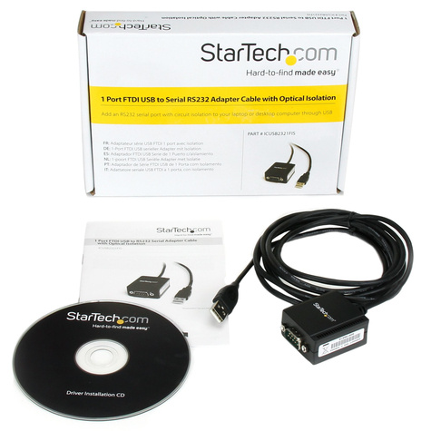 STARTECH 1-poort FTDI USB naar RS232 Seriële Adapter Verloopkabel met Optische Isolatie - Seriële adapter - USB - RS-232 - zwart