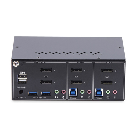 STARTECH 2-Port Dual-Monitor DisplayPort KVM Switch, 4K 60Hz, 2x USB 5Gbps Hub Ports, 2x USB 2.0 HID Ports
