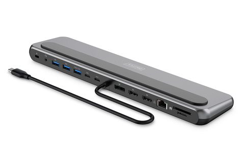 DIGITUS USB-C 8K-dockingstation, 12 poorten 2x HDMI, 1x DP, 3x USB-A, 1x USB-C, 1x RJ45, 1x PD
