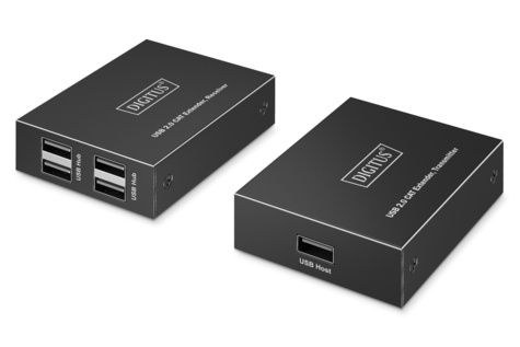 DIGITUS USB-extender, USB 2.0, 4x USB-A-poorten, 150m Voor gebruik met CAT 6-kabel (of hoger)