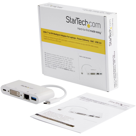 STARTECH USB C Multiport Adapter, USB-C naar DVI-D (Digitaal) Video Adapter, 60W Power Delivery Passthrough Charging
