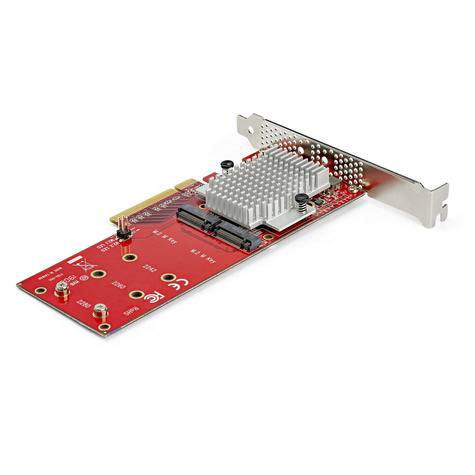STARTECH Dual M.2 PCIe SSD Adapter Kaart, x8 / x16 Dual NVMe of AHCI M.2 SSD naar PCI Express 3.0, M.2 NGFF PCIe (M-Key) Compatibel
