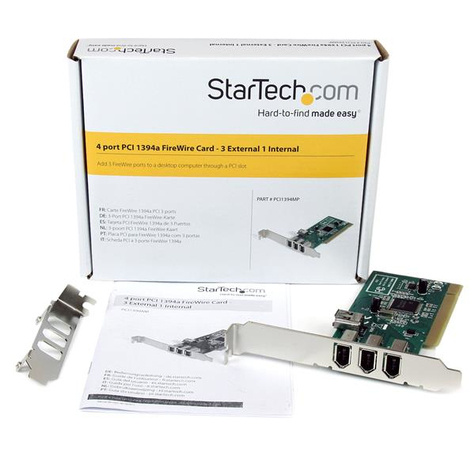 STARTECH 4-poort PCI 1394a FireWire Adapter Kaart - 3 Extern 1 Intern - FireWire-adapter - PCI - Firewire - 3 poorten