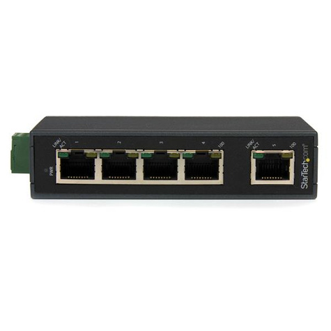 STARTECH 5-poorts industriële Ethernet-switch - op een DIN-rail monteerbaar - Switch - onbeheerd - 5 x 10/100
