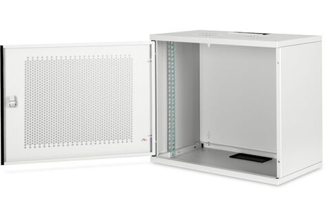 DIGITUS 9U wandbehuizing, SOHO, niet gemonteerd 460x540x400 mm, geperforeerde voordeur, grijs