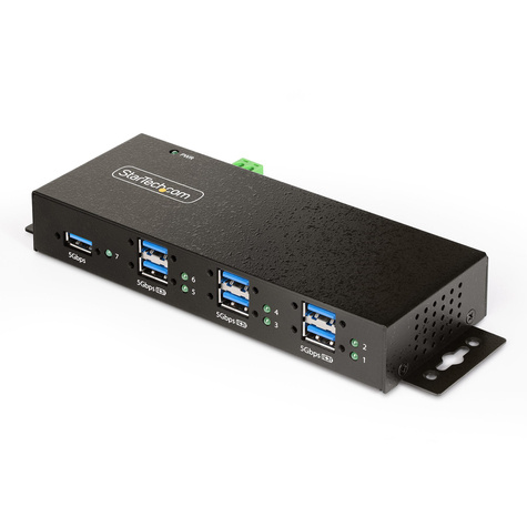 STARTECH 7-Port Managed USB Hub with 7x USB-A, Heavy Duty with Metal Industrial Housing, ESD  Surge Protection