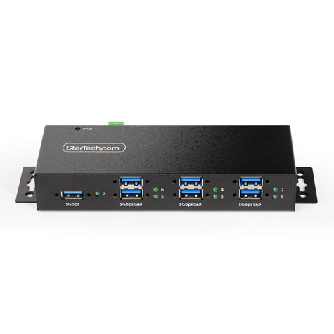 STARTECH 7-Port Managed USB Hub with 7x USB-A, Heavy Duty with Metal Industrial Housing, ESD  Surge Protection