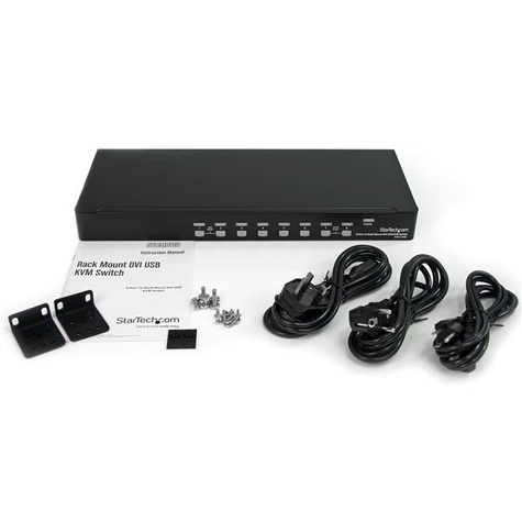 STARTECH 8-poorts 1U rack monteerbare DVI USB KVM-switch - KVM-schakelaar - 8 x KVM port(s) - 1 lokale gebruiker