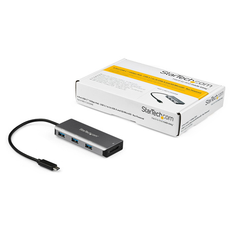 STARTECH 3-poorts USB-C hub met SD kaartlezer - 10 Gbps - 24,9 cm hostkabel - 3x USB-A (HB31C3ASDMB) - Hub